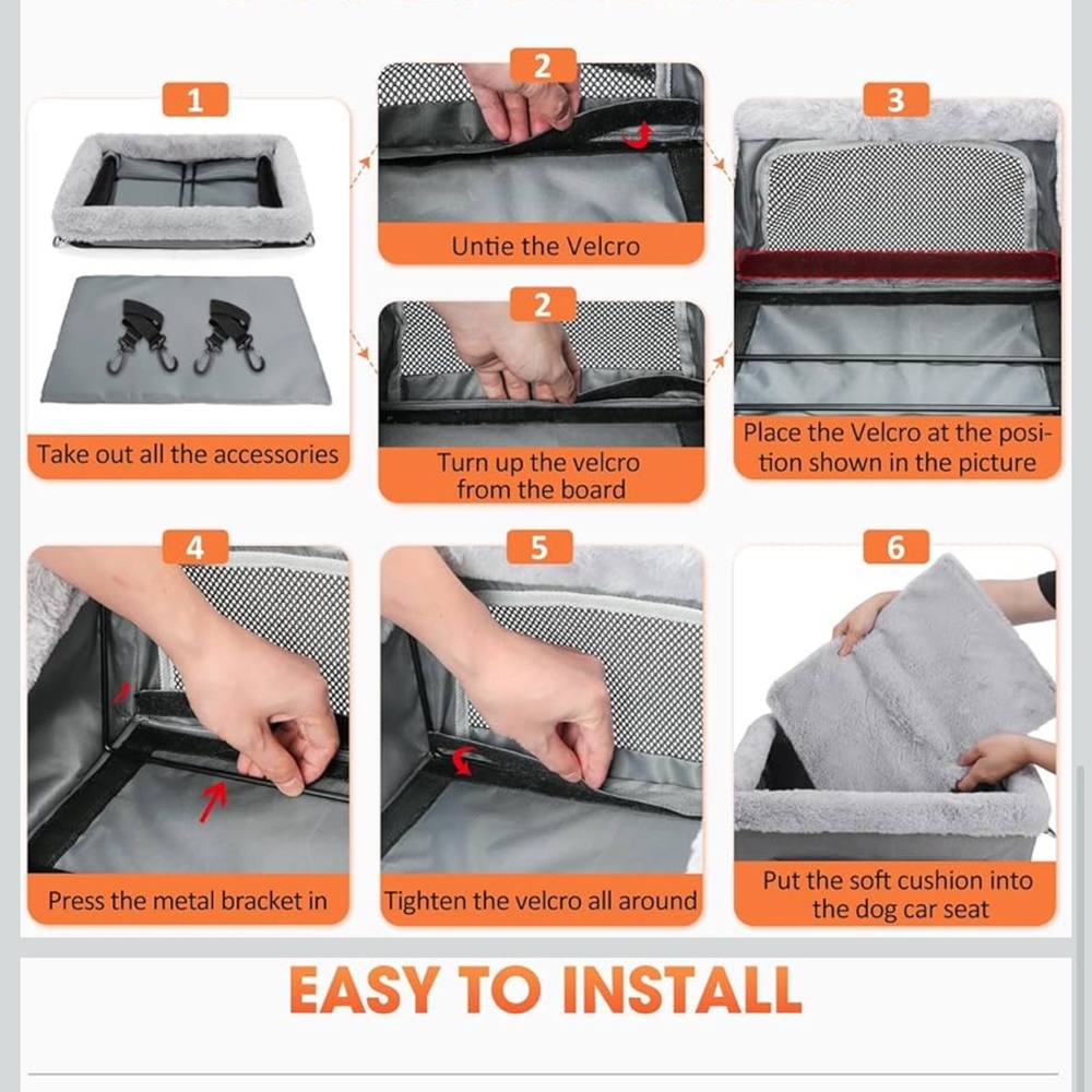 JOEJOY Deluxe Dog Booster Seat with Sturdy Metal Frame and Safety Leash NEW - Picture 5 of 8